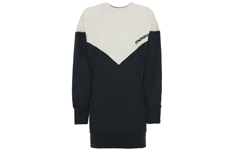 ISABEL MARANT Colorblock Long Sleeve Dress Black/Grey HELOYAERO1792-20A066EFK