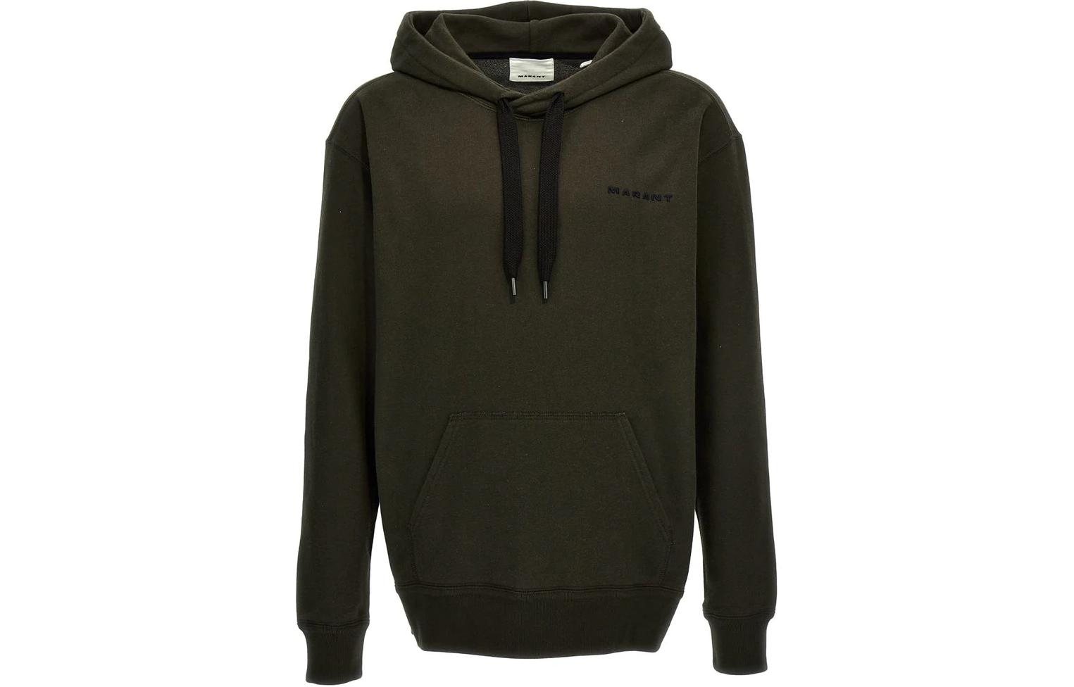 ISABEL MARANT Embroidered Logo Pullover Hoodie Black Long Sleeve 23ESW0055HAA2M35H-02FK