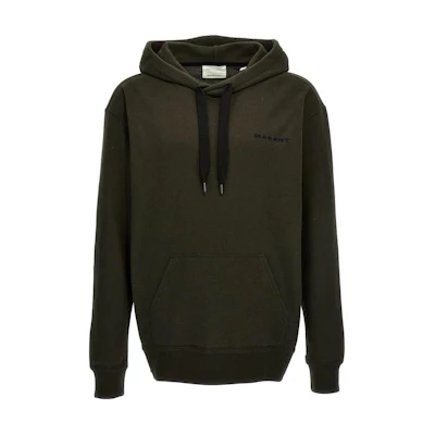 ISABEL MARANT Embroidered Logo Pullover Hoodie Black Long Sleeve 23ESW0055HAA2M35H-02FK