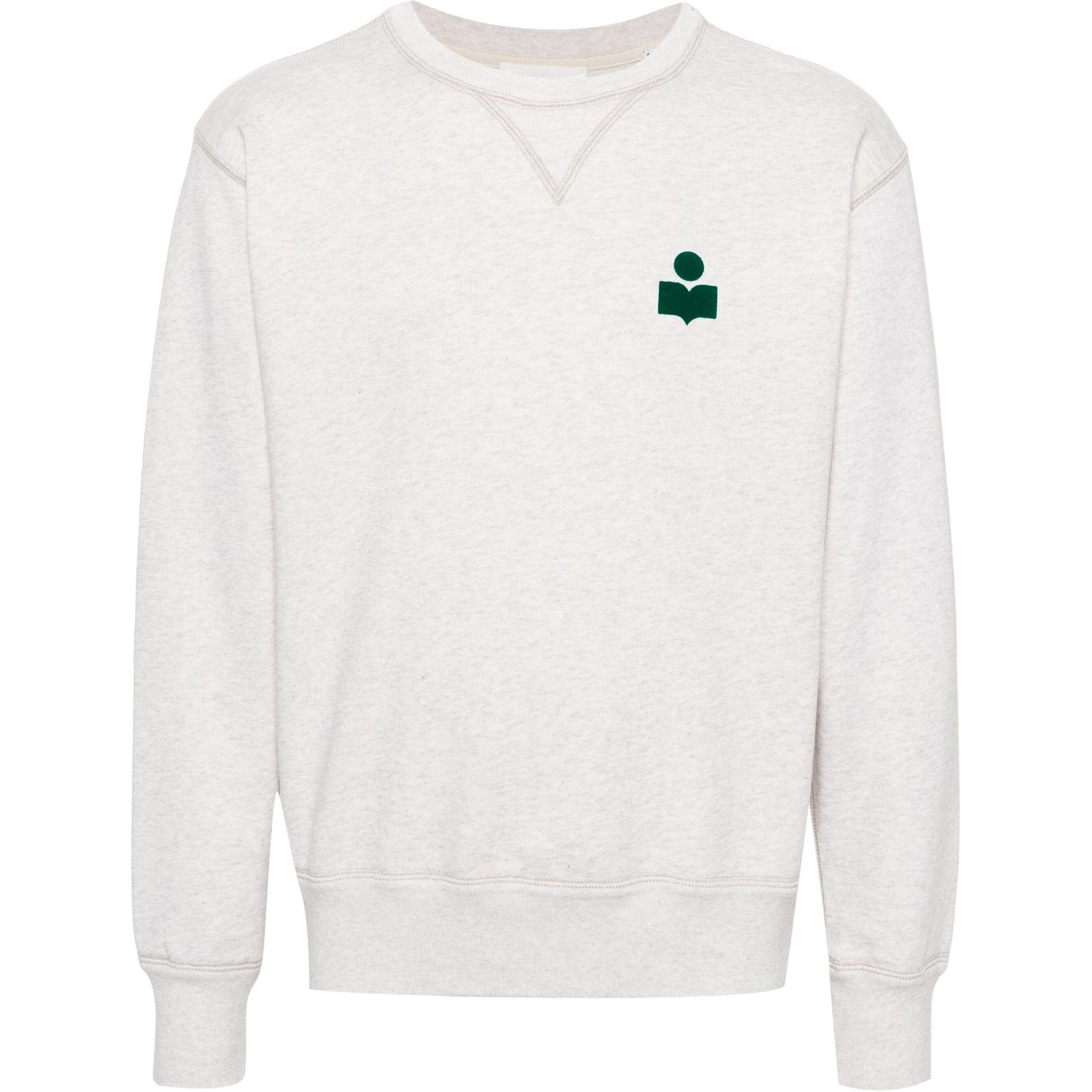 ISABEL MARANT Flocked Logo Crewneck Sweatshirt Men’s Light Beige SW0030HAB1M18HBEIGE