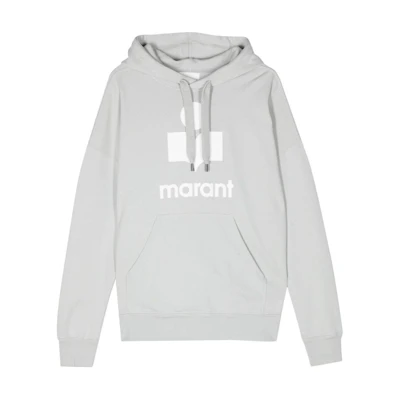 ISABEL MARANT Flocked Logo Oversized Hoodie Men’s Light Blue SW0027HAB1M18H-BLUE