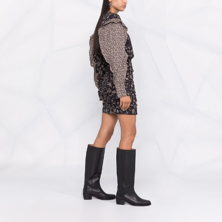 Purchase イザベル マラン FW21 フローラル ラッフルロングスリーブ Aラインドレス ブラック 21ARO200821A026E-01BK