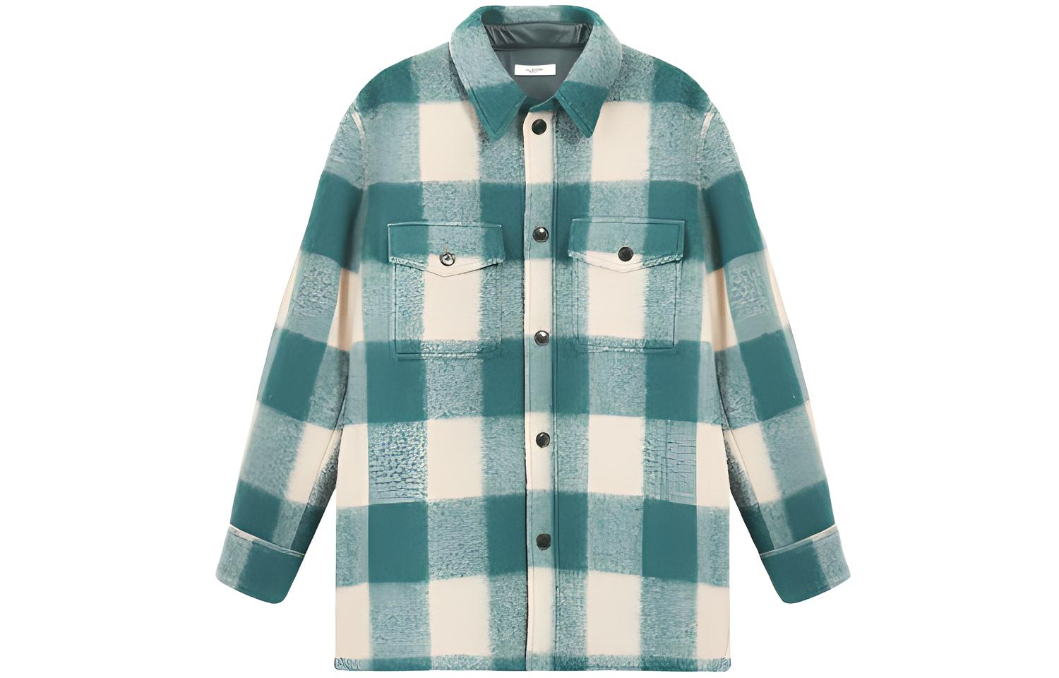 ISABEL MARANT FW21 Green Plaid Single-Breasted Long Sleeve Jacket 21A008HVE162360GR