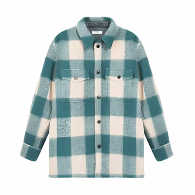 ISABEL MARANT FW21 Green Plaid Single-Breasted Long Sleeve Jacket 21A008HVE162360GR