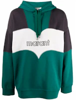 ISABEL MARANT FW21 Letter Print Colorblock Hoodie Green Sweatshirt 21ASW0301-21A035H-60GR ISABEL MARANT FW21 Letter Print Colorblock Hoodie Green Sweatshirt 21ASW0301-21A035H-60GR
