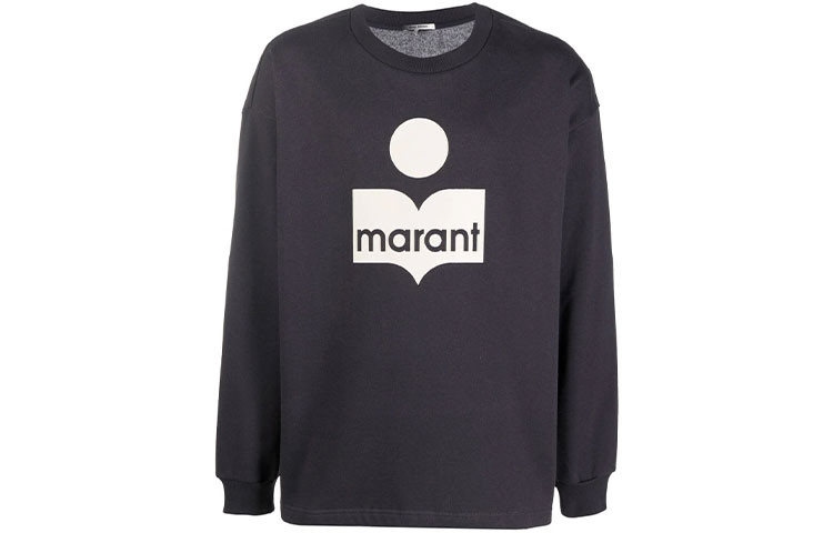 ISABEL MARANT FW21 Logo Graphic Pullover Sweatshirt Grey SW031321A031H-02FK