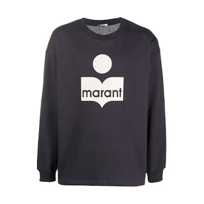 ISABEL MARANT FW21 Logo Graphic Pullover Sweatshirt Grey SW031321A031H-02FK