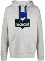 ISABEL MARANT FW21 Logo Print Pullover Drawstring Hoodie Grey SW005521A031H-02GY ISABEL MARANT FW21 Logo Print Pullover Drawstring Hoodie Grey SW005521A031H-02GY