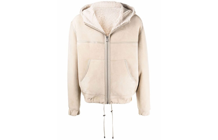 ISABEL MARANT FW21 Zipper Hem Drawstring Hooded Jacket Beige 21A001H-MA1031-90BE
