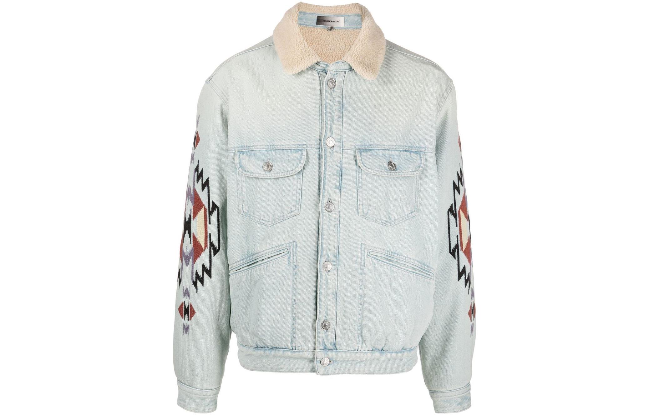 ISABEL MARANT FW22 Abstract Pattern Denim Jacket Blue Denim VE184222A026H