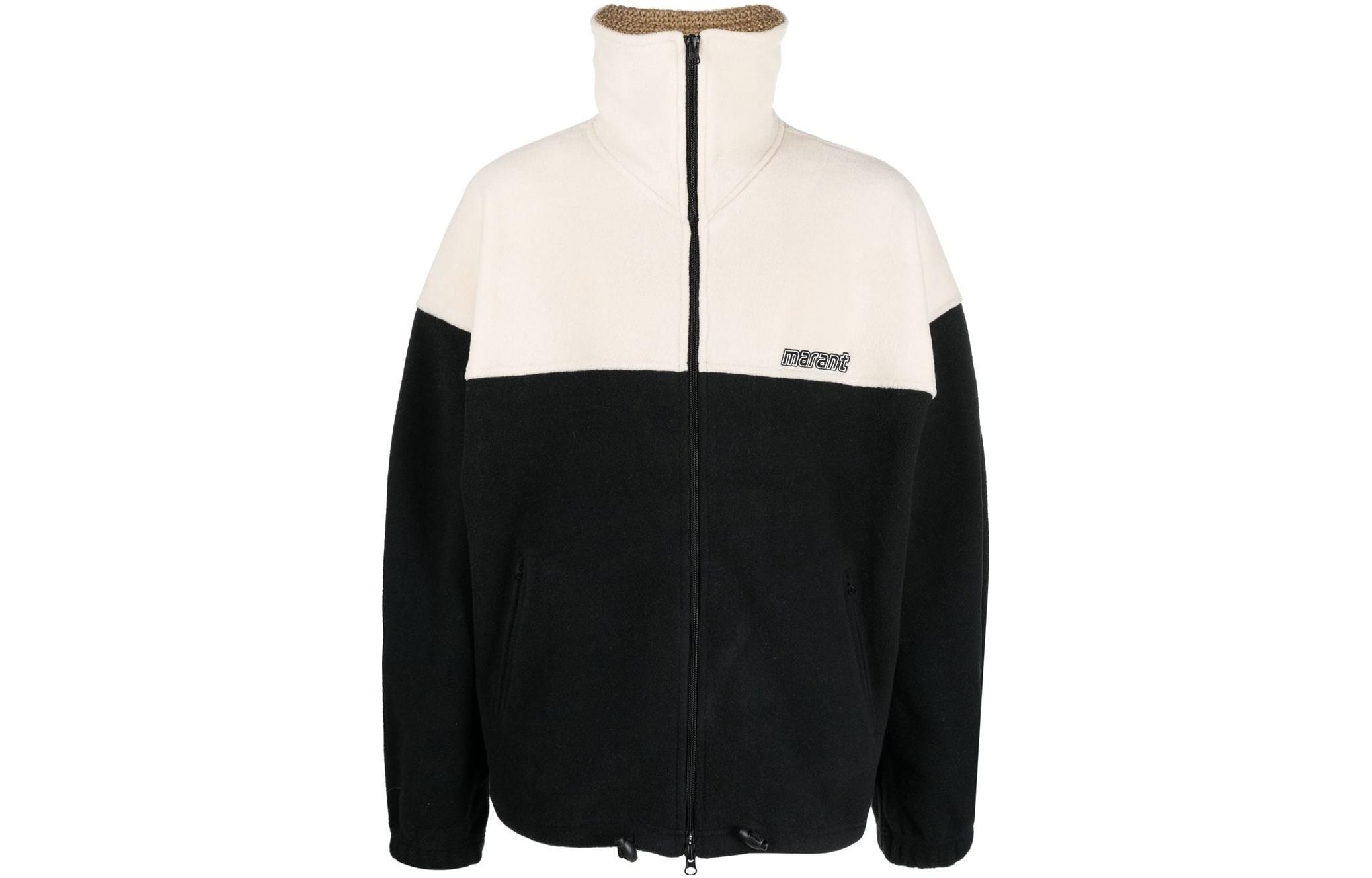 ISABEL MARANT FW22 Colorblock Full-Zip Fleece Loose Sweatshirt Black 22AMA106522A008H-01BK