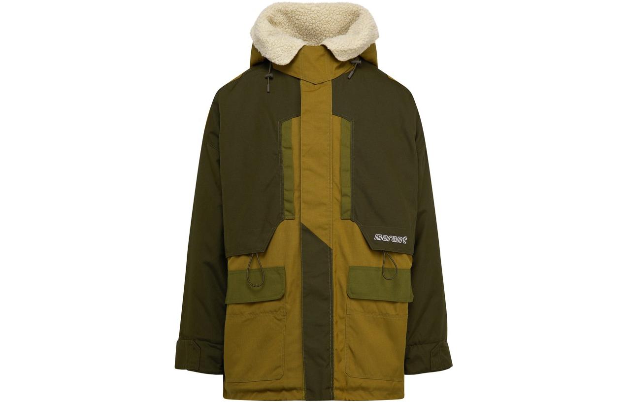 ISABEL MARANT FW22 Colorblock Hoodie Jacket Green MA123622A005H-67DK