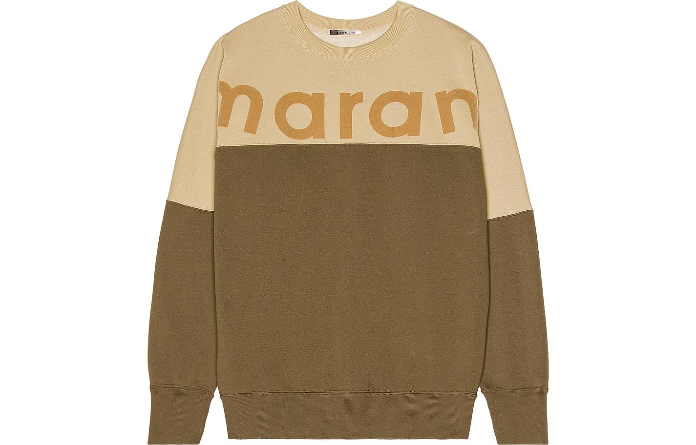 ISABEL MARANT FW22 Colorblock Logo Print Sweatshirt Khaki 22ASW025922A050H67KI