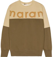ISABEL MARANT FW22 Colorblock Logo Print Sweatshirt Khaki 22ASW025922A050H67KI ISABEL MARANT FW22 Colorblock Logo Print Sweatshirt Khaki 22ASW025922A050H67KI