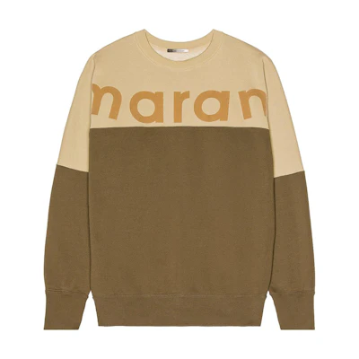 ISABEL MARANT FW22 Colorblock Logo Print Sweatshirt Khaki 22ASW025922A050H67KI