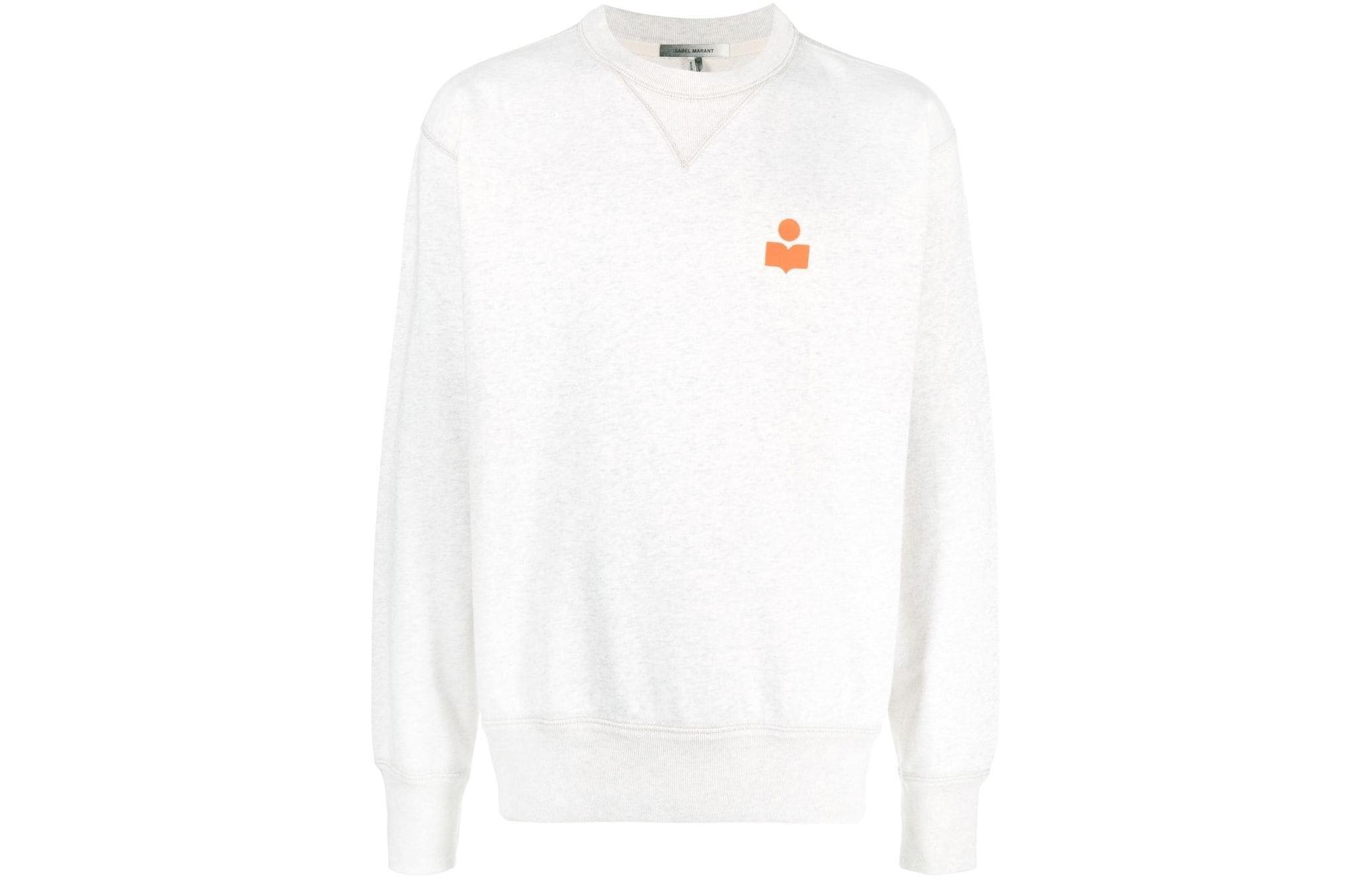 ISABEL MARANT FW22 Grey Logo Print Crewneck Loose Pullover Sweatshirt Men SW005722A043H-23EC