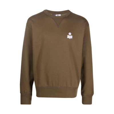 ISABEL MARANT FW22 Khaki Crewneck Sweatshirt with Logo Print SW005722A041H-67KI
