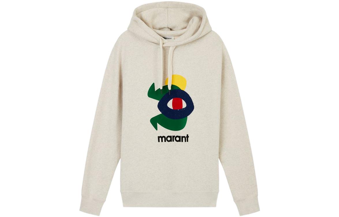 ISABEL MARANT FW22 Letter Print Hoodie Beige Pullover 22A045HSW035323EC