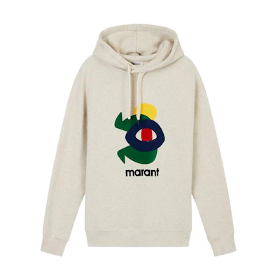 ISABEL MARANT FW22 Letter Print Hoodie Beige Pullover 22A045HSW035323EC