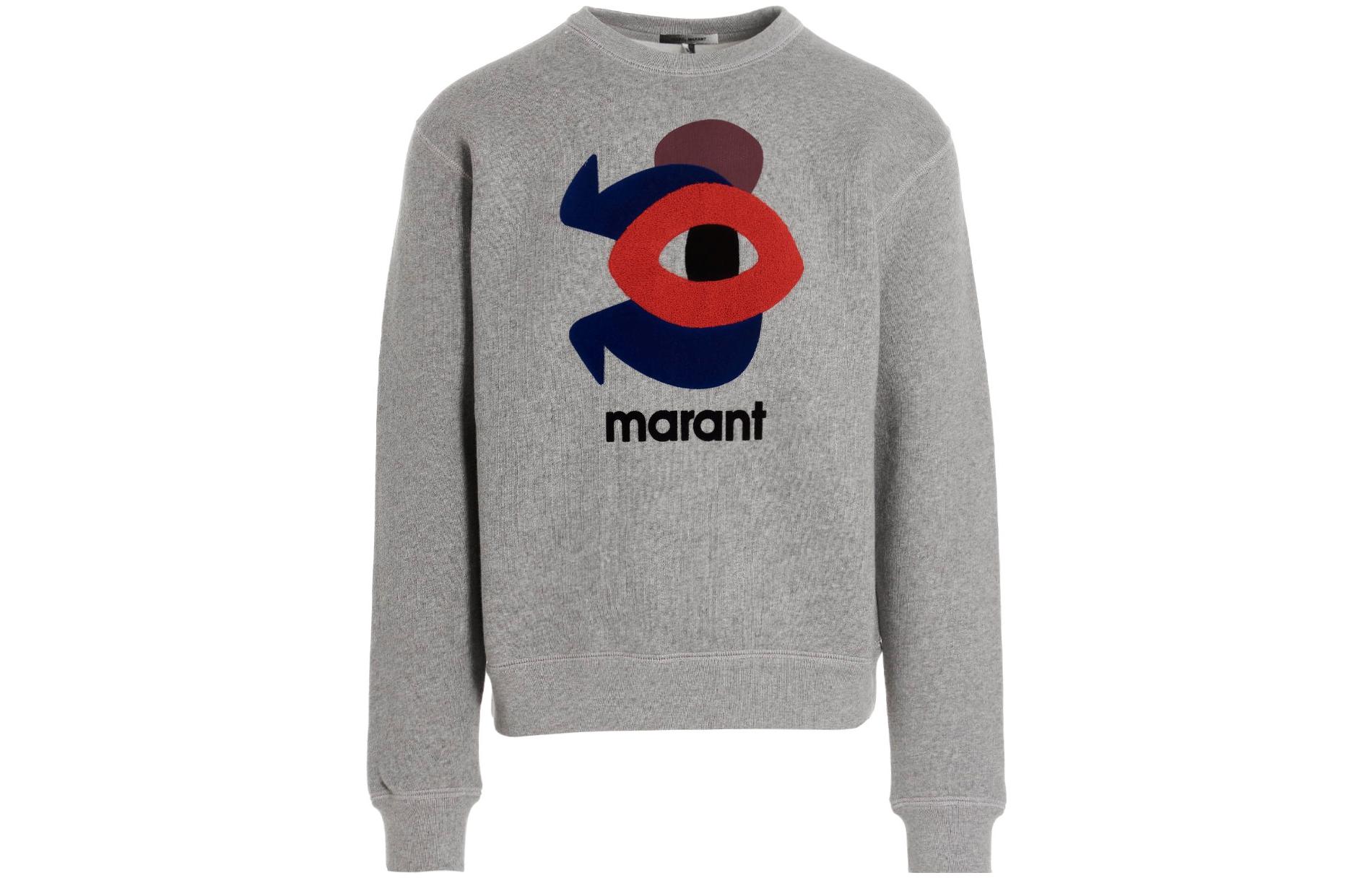 ISABEL MARANT FW22 Logo Crewneck Sweatshirt Gray - Long Sleeve 22ASW036522A045H02GY