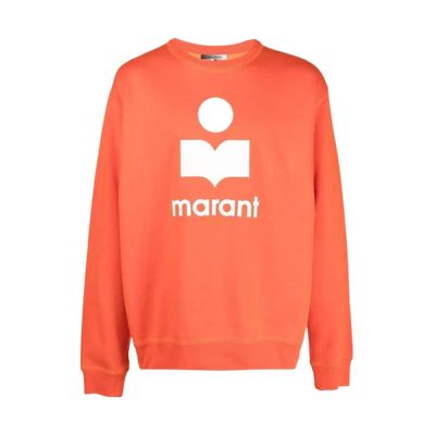 ISABEL MARANT FW22 Logo Print Crewneck Long Sleeve Sweatshirt Orange Mens 22H014HSW0125-11OR