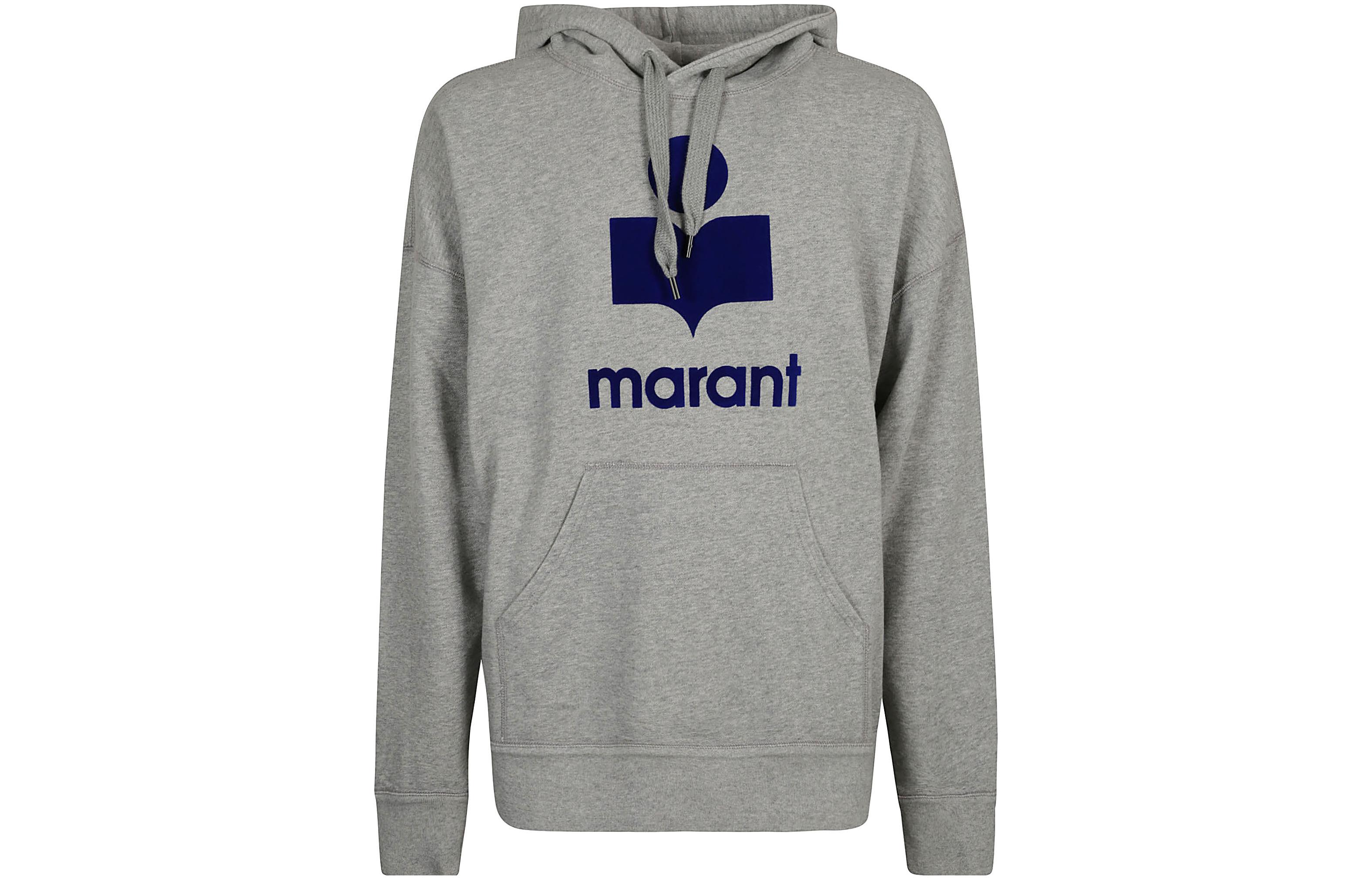 ISABEL MARANT FW22 Logo Print Hoodie Deep Gray Long Sleeve Pullover SW005522A043H02GY