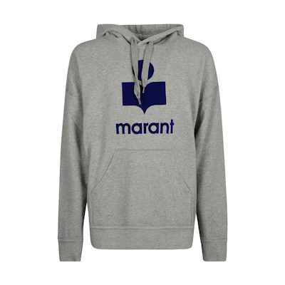 ISABEL MARANT FW22 Logo Print Hoodie Deep Gray Long Sleeve Pullover SW005522A043H02GY