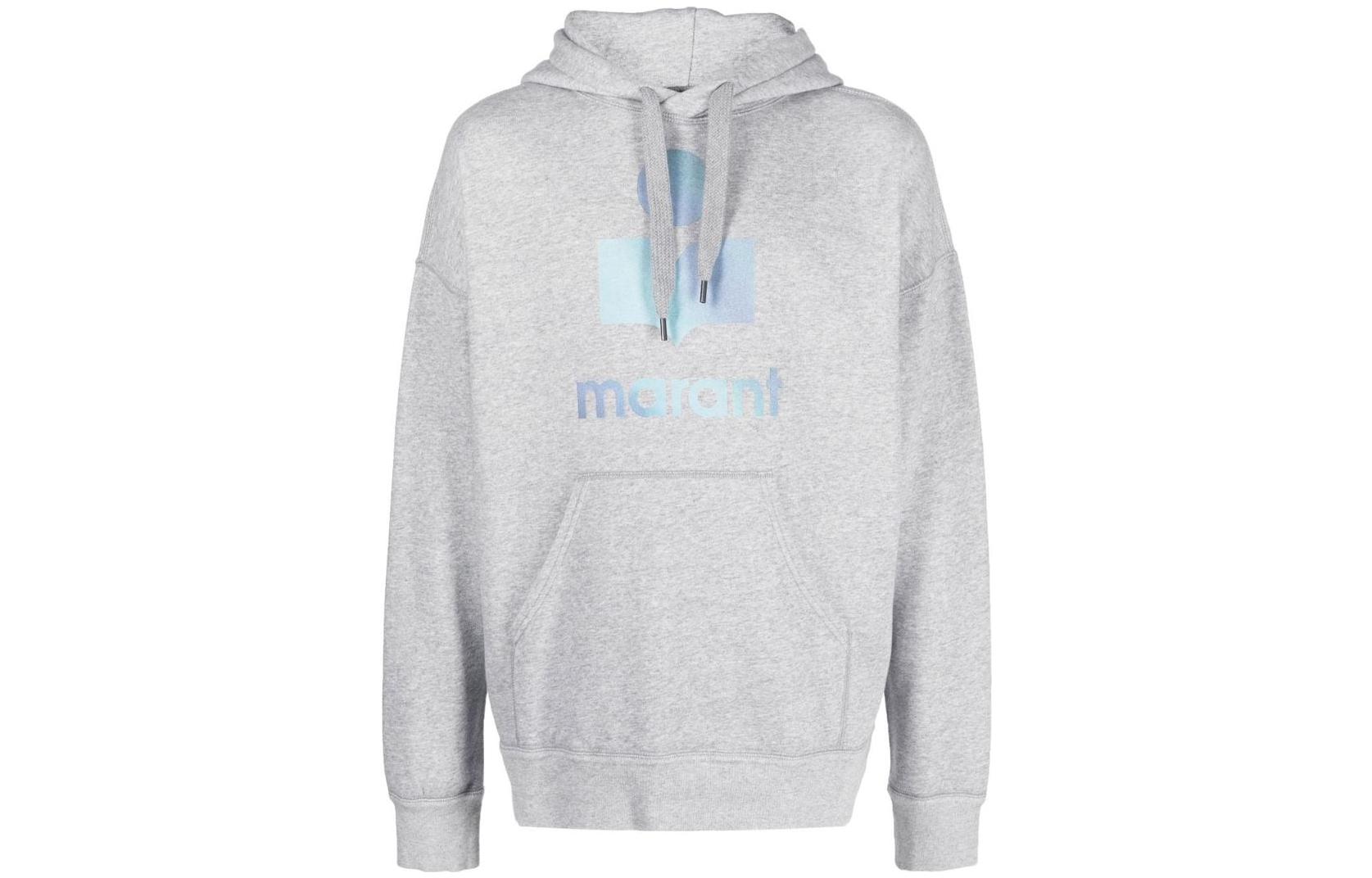 ISABEL MARANT FW22 Logo Print Hoodie Gray - Long Sleeve Pullover SW005522A041H02GY