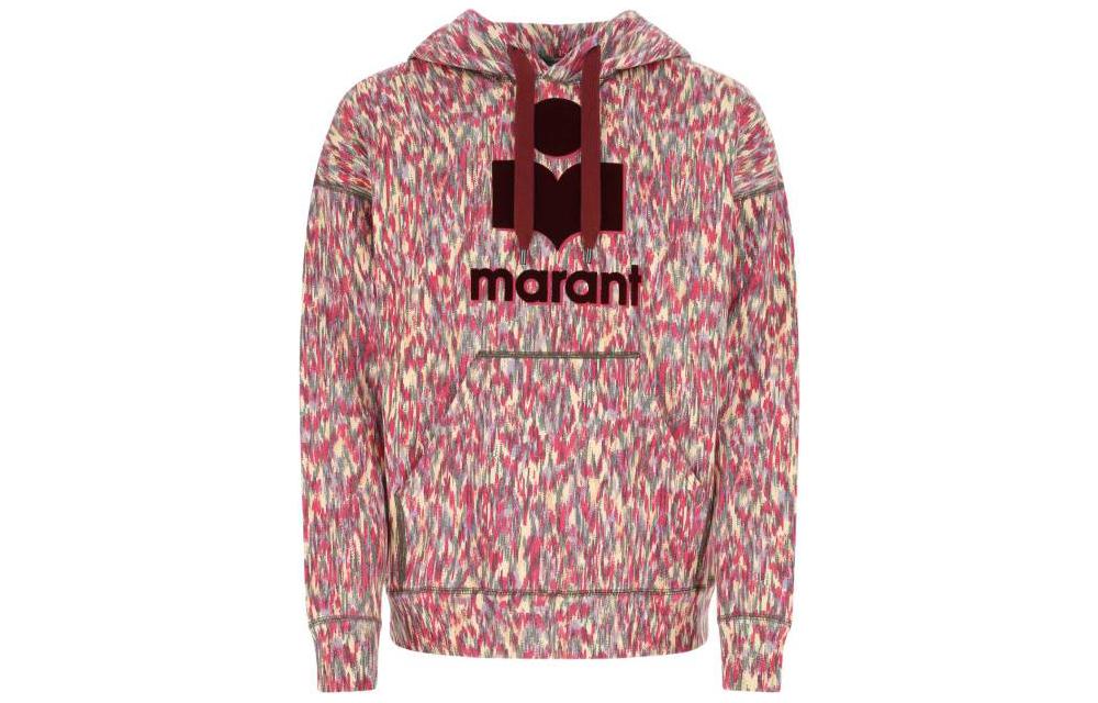 ISABEL MARANT FW22 Logo Print Pink Drawstring Hoodie SW005522A047H-40RY