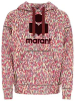 ISABEL MARANT FW22 Logo Print Pink Drawstring Hoodie SW005522A047H-40RY ISABEL MARANT FW22 Logo Print Pink Drawstring Hoodie SW005522A047H-40RY