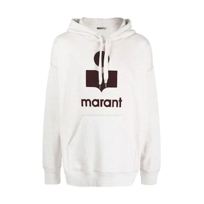 ISABEL MARANT FW22 Logo Print Pullover Hoodie Men Beige Gray 22H014HSW0055-23EC