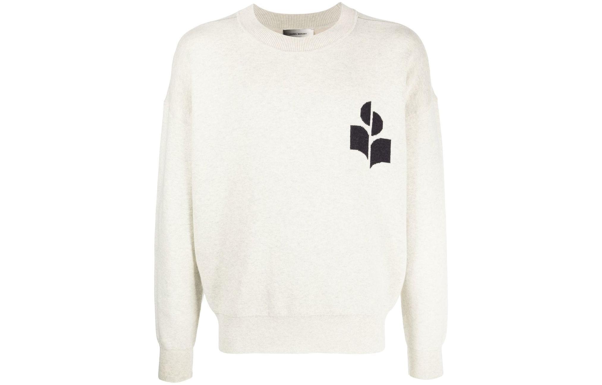 ISABEL MARANT FW22 Logo Printed Crewneck Pullover Sweatshirt Men Light Grey PU180322A069H-02LY