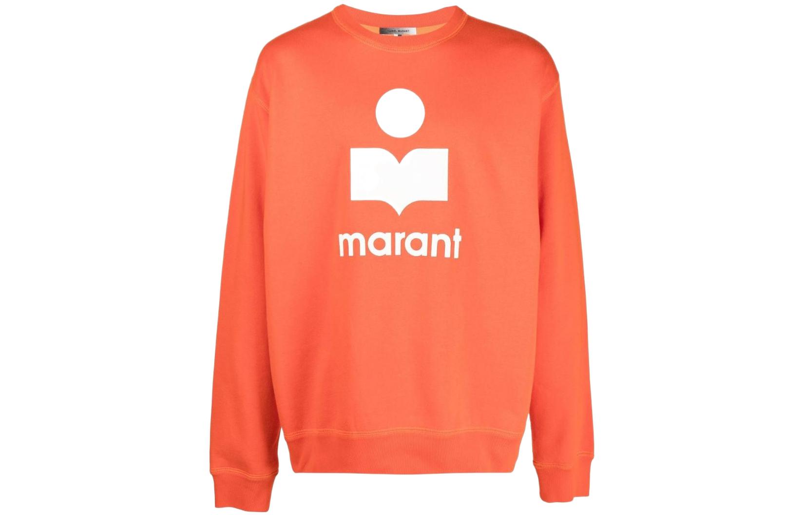 ISABEL MARANT FW22 Orange Logo Print Crewneck Sweatshirt Long Sleeve SW012522H014H11OR