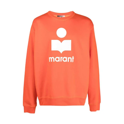 ISABEL MARANT FW22 Orange Logo Print Crewneck Sweatshirt Long Sleeve SW012522H014H11OR