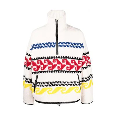 ISABEL MARANT FW22 Pattern Print Half-Zip Jacket Men’s Off-White MA126522A006H99MU