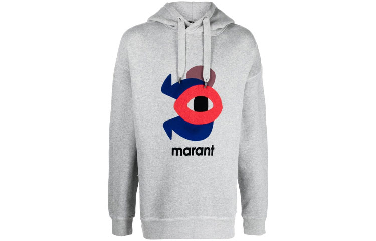 ISABEL MARANT FW22 Pattern Print Hoodie Men’s Grey SW035322A045H-02GY