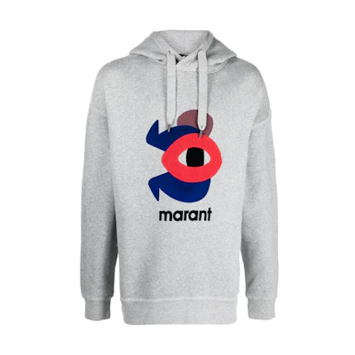 ISABEL MARANT FW22 Pattern Print Hoodie Men’s Grey SW035322A045H-02GY