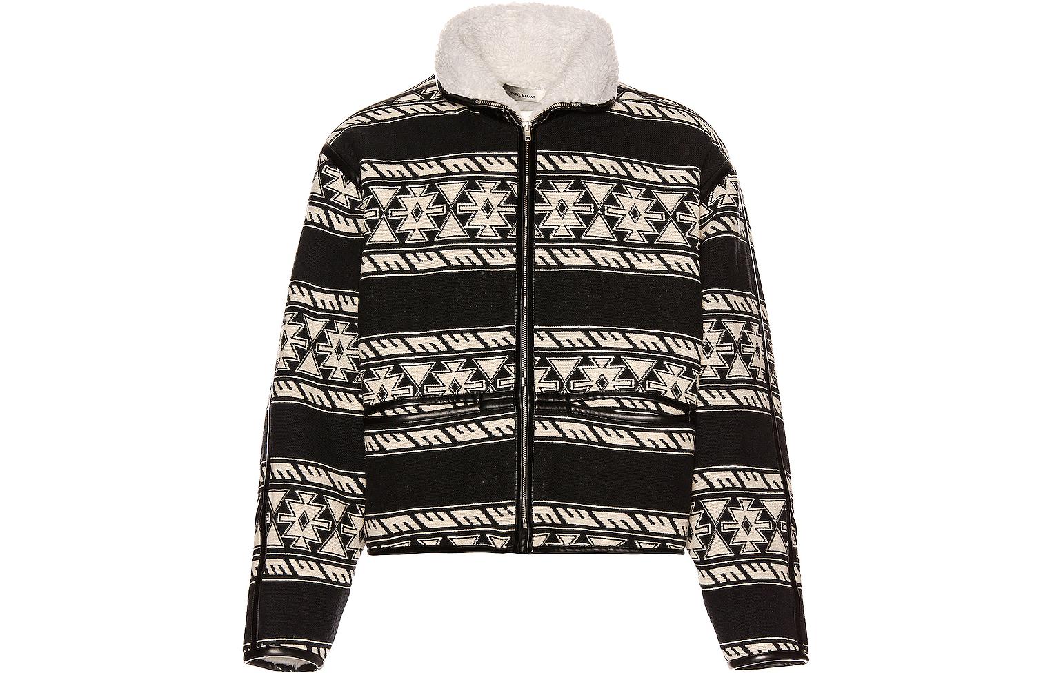 ISABEL MARANT FW22 Patterned High Neck Jacket Black 22AVE173022A013H01BK