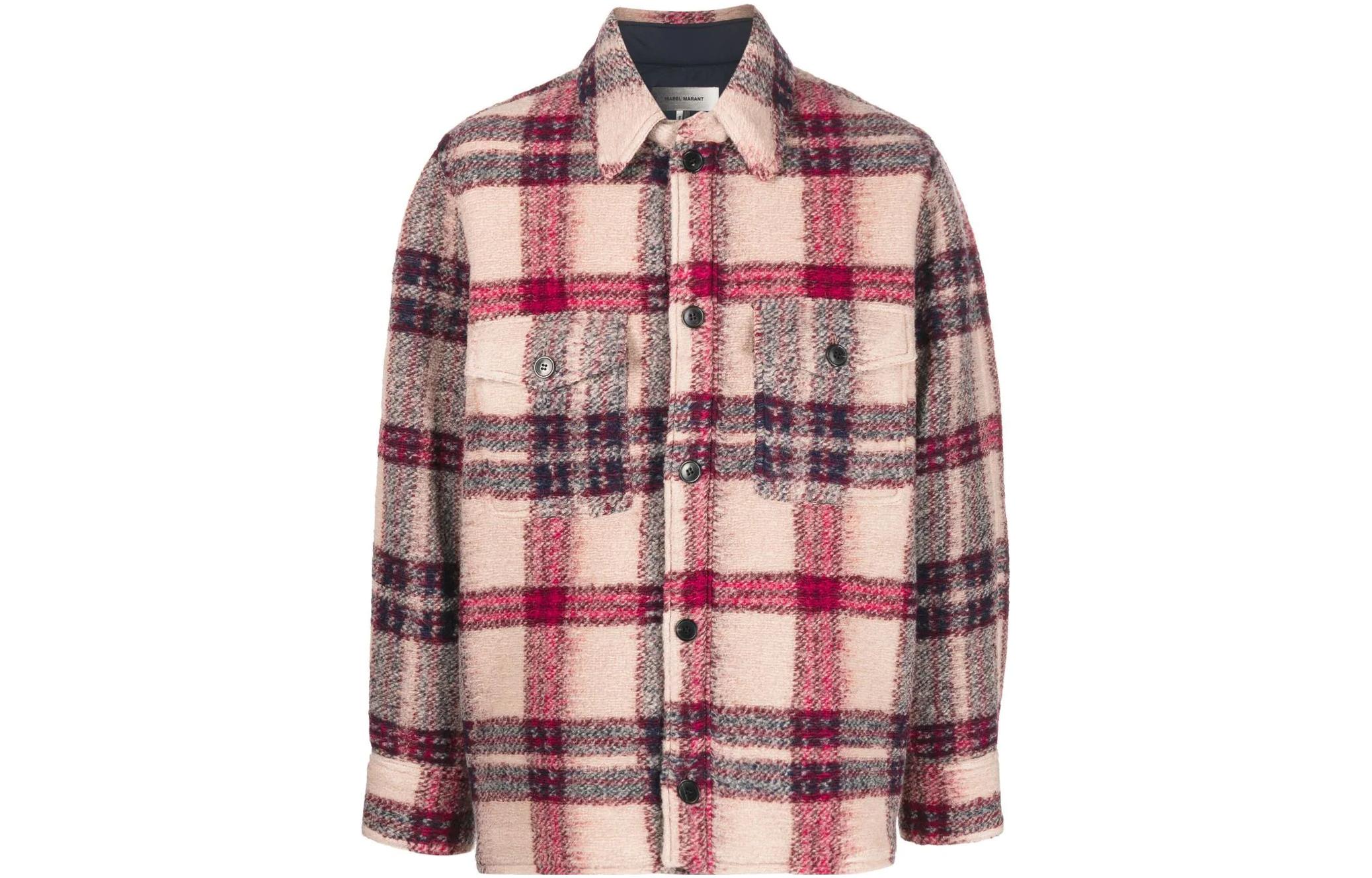 ISABEL MARANT FW22 Plaid Collared Button-Up Jacket Multicolor Menswear 22AVE183922A011HBYEC