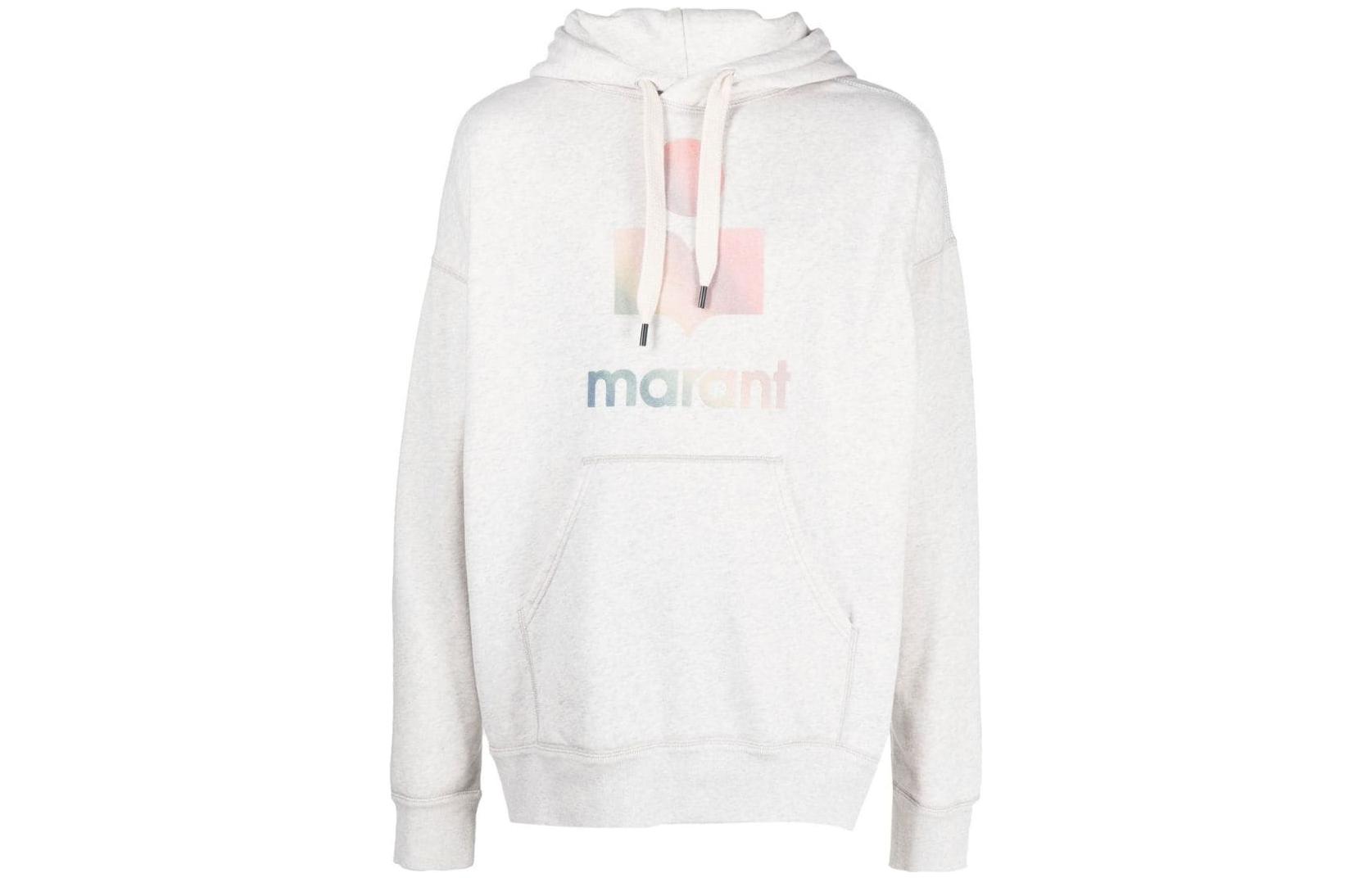 ISABEL MARANT FW22 Rainbow Logo Hoodie Beige Long Sleeve SW005522A041H23EC