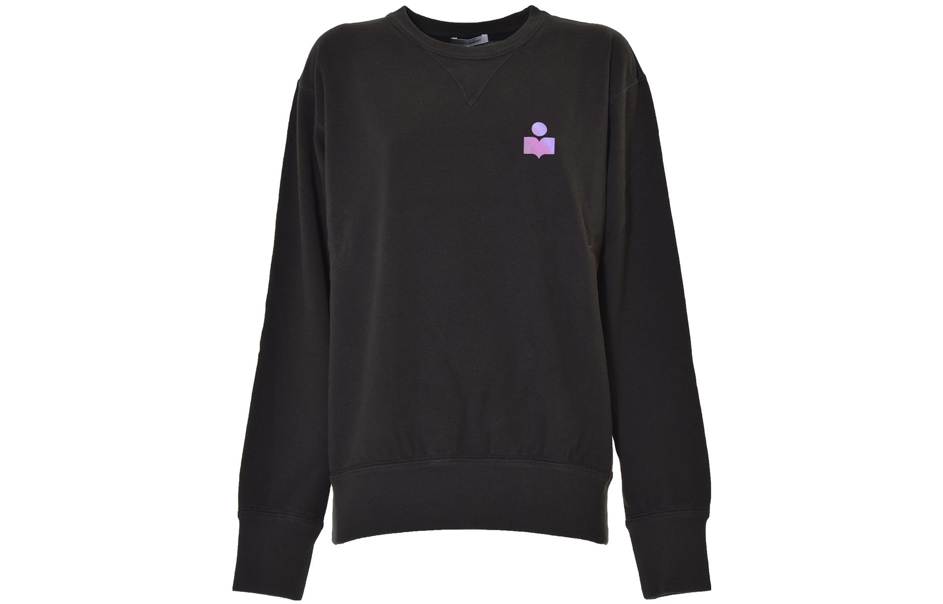 ISABEL MARANT FW22 Solid Logo Print Crewneck Sweatshirt Black SW005722A041H02FK