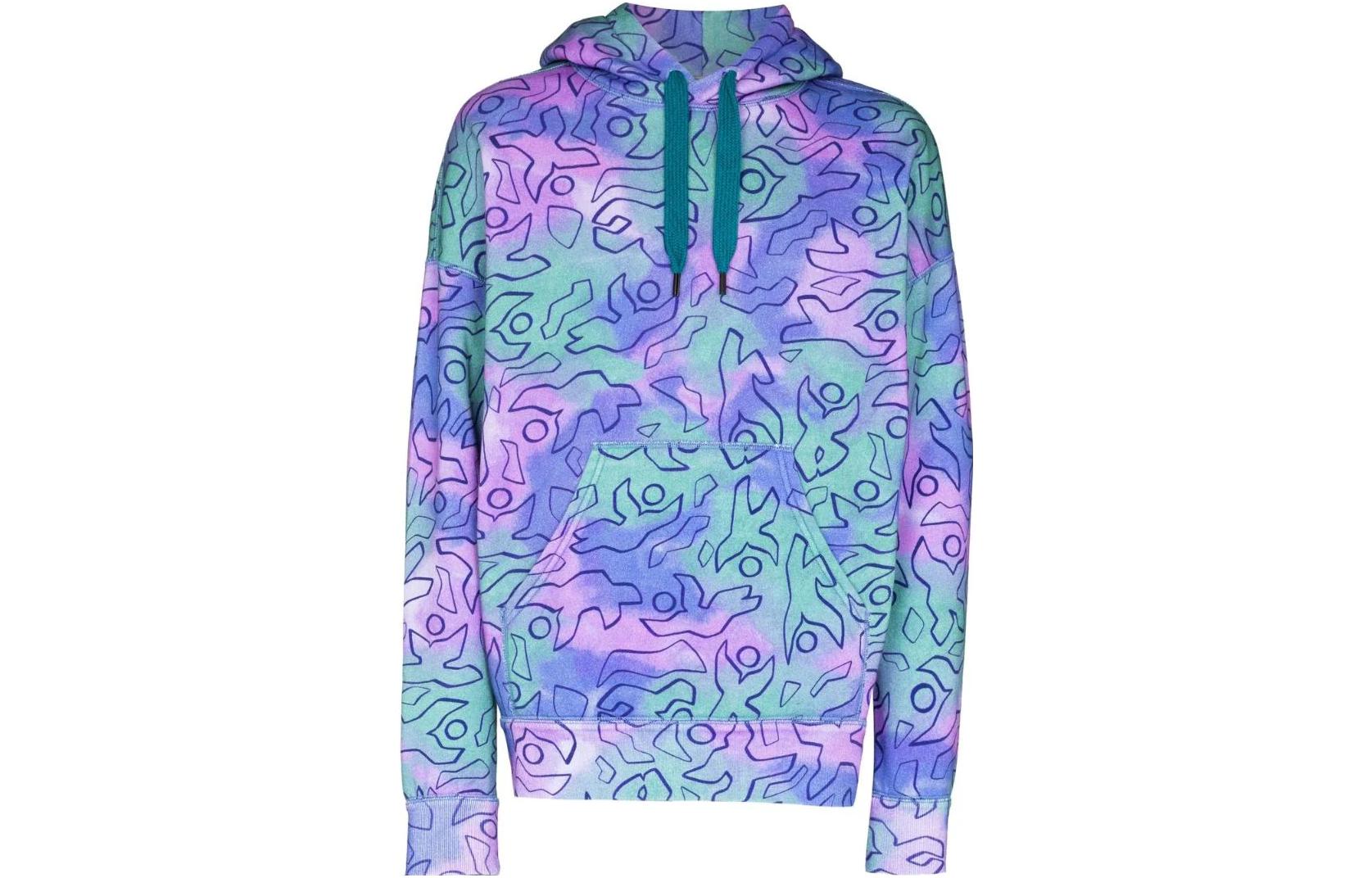 ISABEL MARANT FW22 Tie-Dye Graffiti Pullover Hoodie Multicolor . SW020222E020H60GR