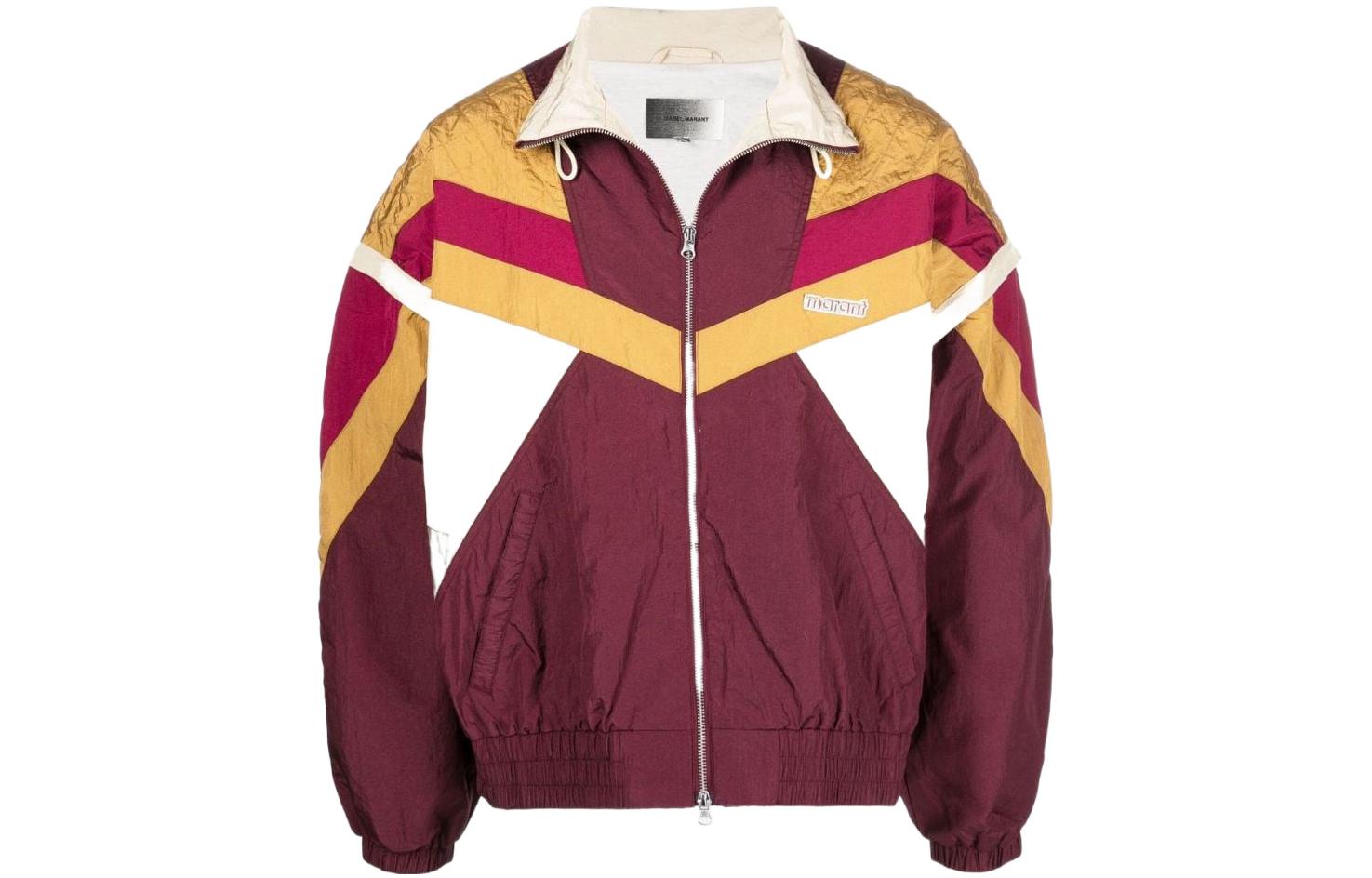 ISABEL MARANT FW22 Two-Tone Detachable Sleeve Zip Jacket Unisex Burgundy MA114322P001V80BY