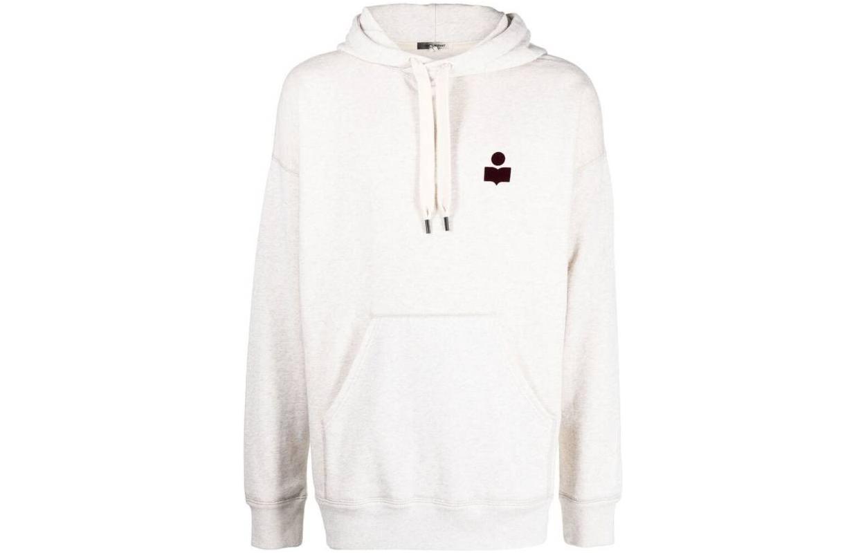 ISABEL MARANT FW22 White Hoodie with Solid Color Logo Print Menswear SW034022H014H-23EC