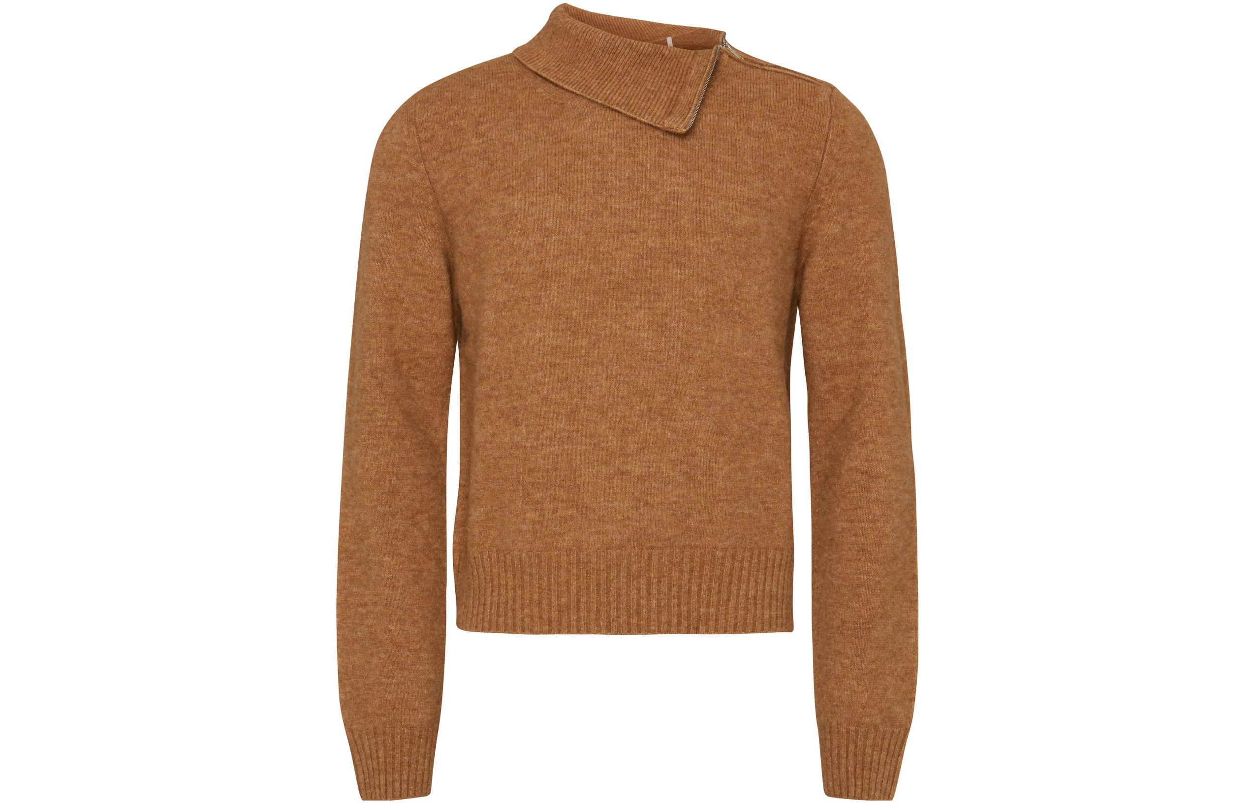 ISABEL MARANT FW23  Brown Solid Zipper Detail Sweater. 23HPU0326HA-A4L05H-50CM