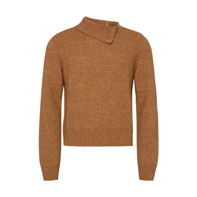 ISABEL MARANT FW23 Brown Solid Zipper Detail Sweater. 23HPU0326HA-A4L05H-50CM