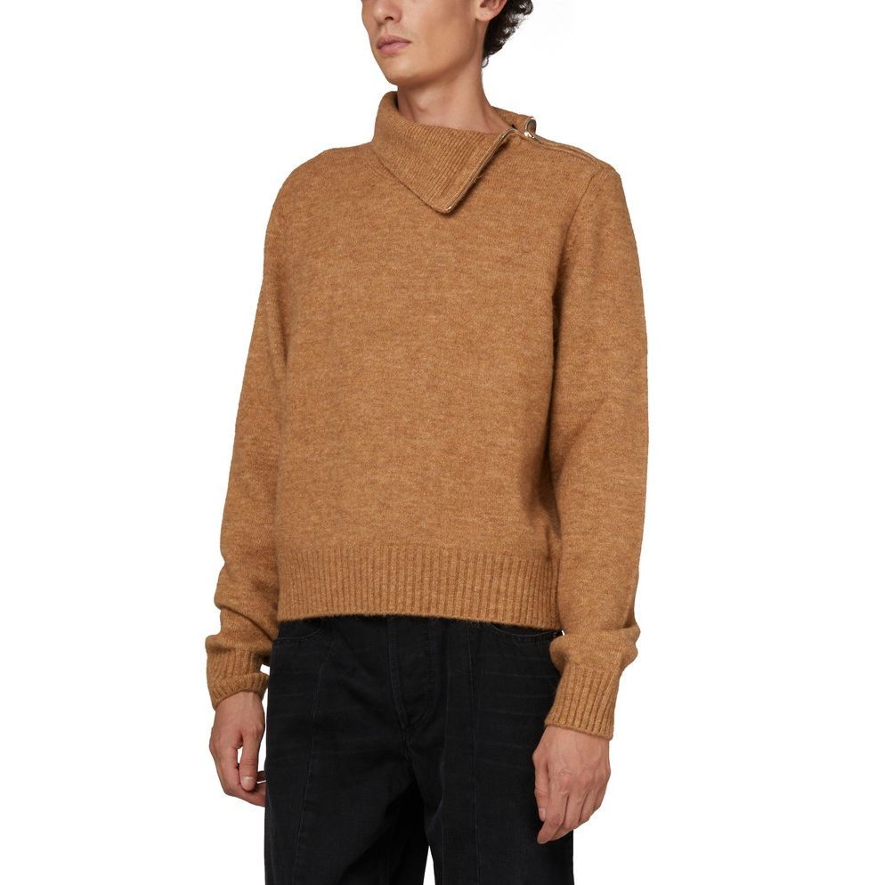 Shop イザベルマラン FW23 ブラウン 無地 ジッパーディテール セーター. 23HPU0326HA-A4L05H-50CM