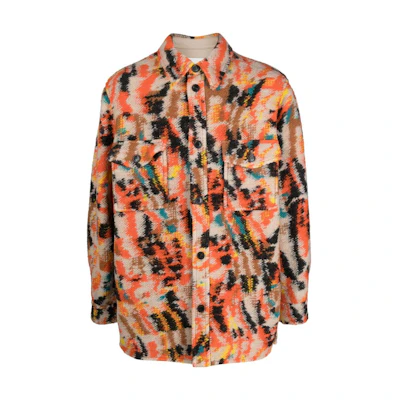 ISABEL MARANT FW23 Abstract Print Button-Up Jacket Orange 23AMA0116HA-A3D32H-11OR