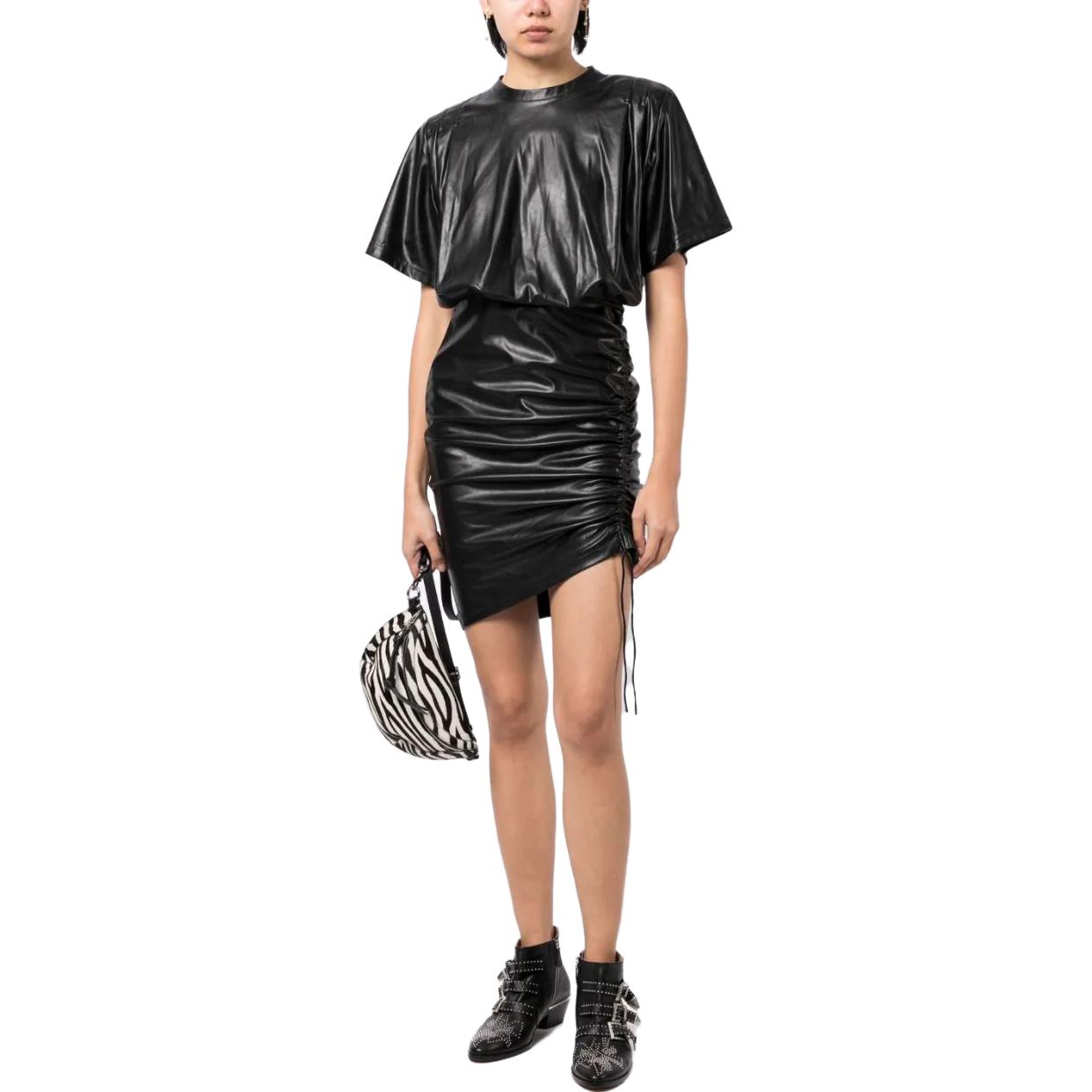 Lookbook イザベル マラン FW23 ブラック ショートスリーブ クルーネック ミニドレス RO0240FAA3B15E-01BK