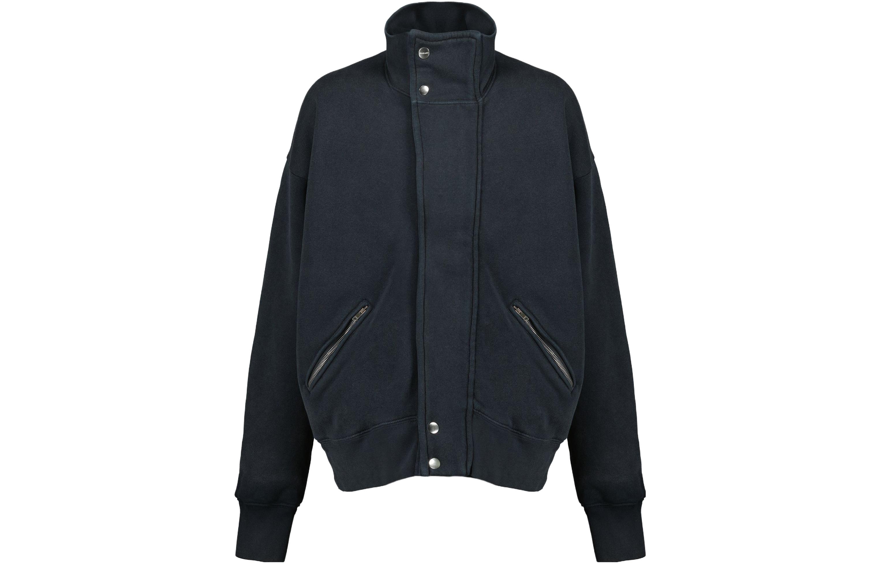 ISABEL MARANT FW23 Black Solid Zip-Up Jacket with Stand Collar Unisex SW0076HAA4M01H-02FK